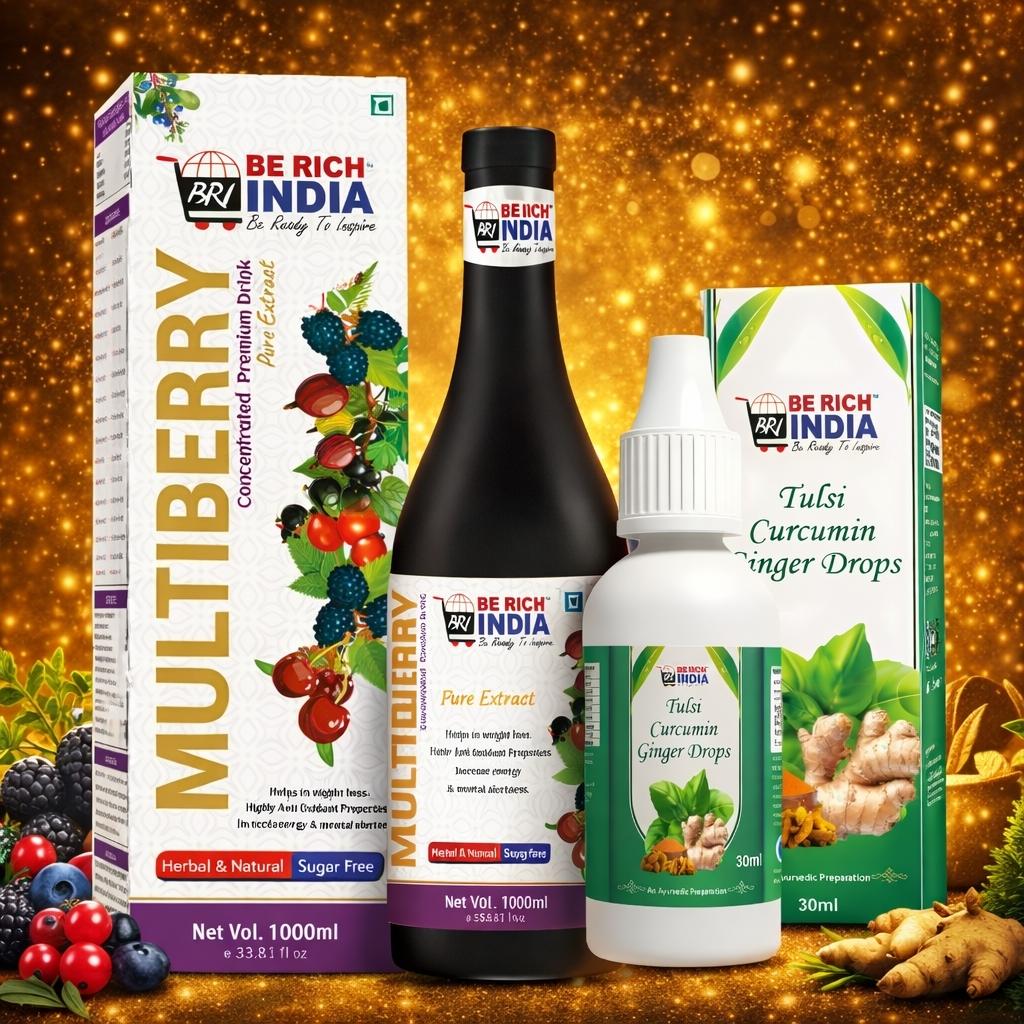 Multiberry Premium Drink With Tulsi Curcumin Ginger Drops